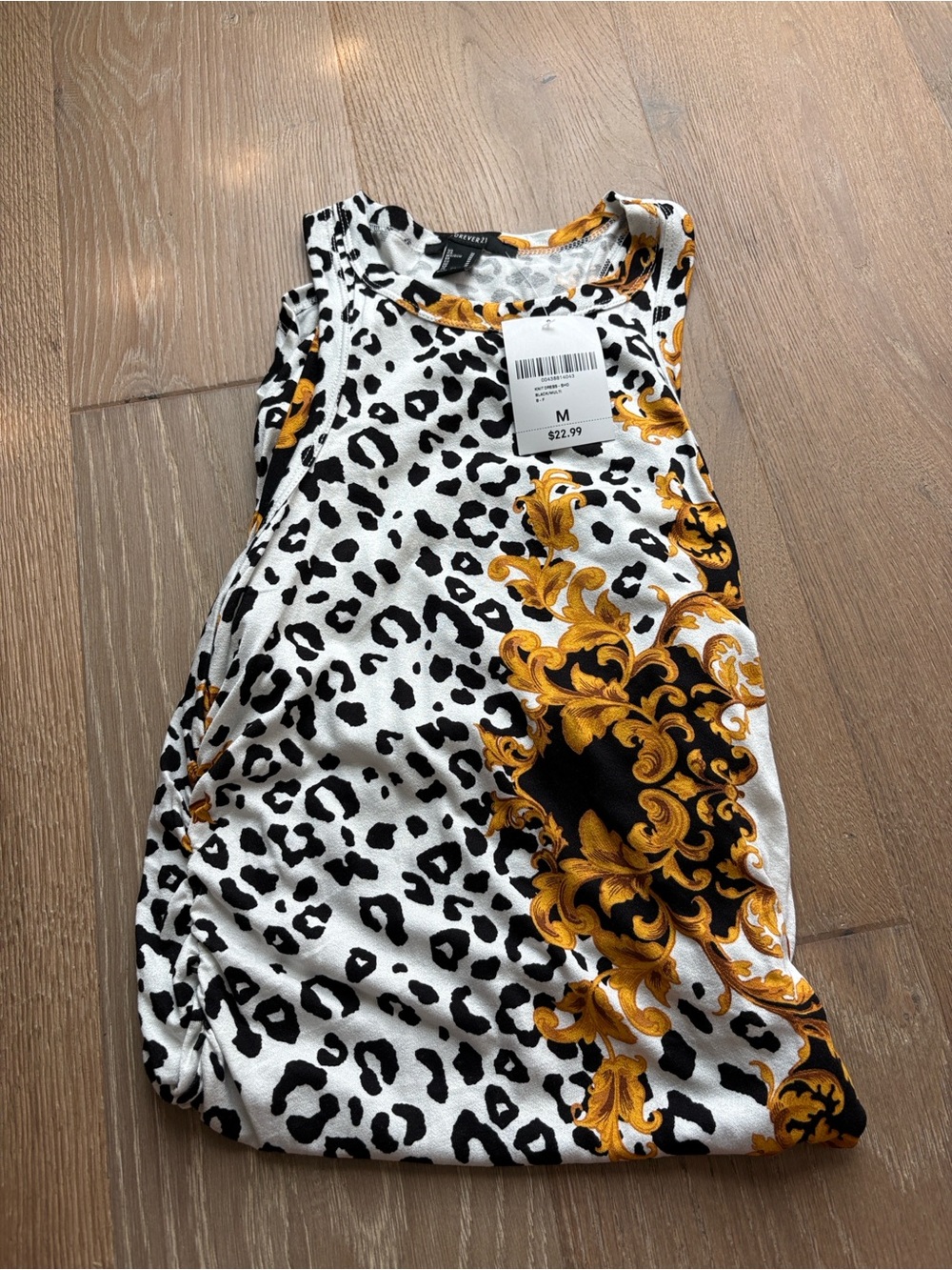 Forever 21 White Black and Gold Leopard & Baroque Print Tank Dress - Picture 3 of 4